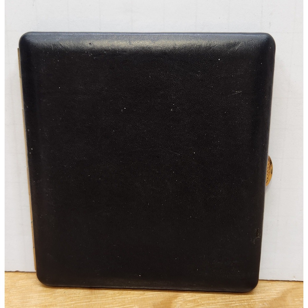 Vintage Wess-Design Black Leather Cigarette Case Gold Tone Trim Made in Germany
